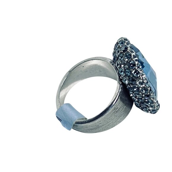Brighton Contessa Silver Tone And Blue Glass Swarovski Crystals Ring (R460) - Picture 9 of 9